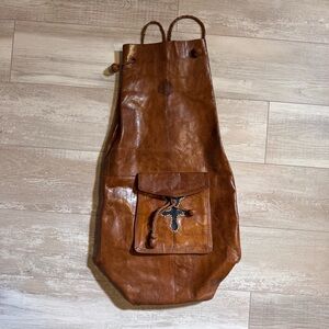 Vintage BROWN Distressed LEATHER Shoulder Bag Tuareg SATCHEL Duffle Bag